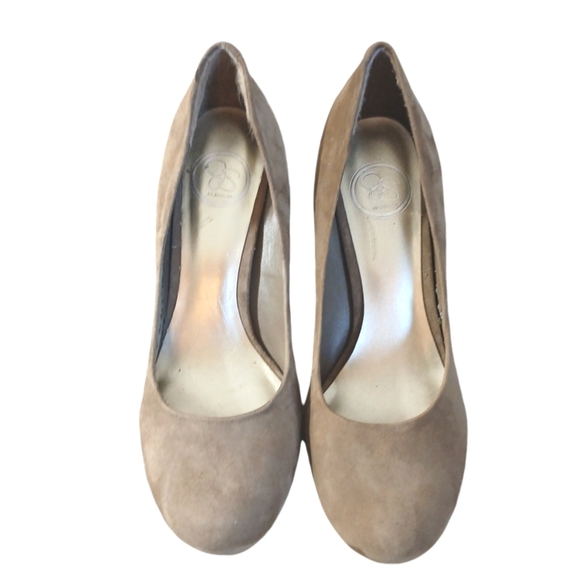 Jessica Simpson Suede Taupe Platform Heels Pumps - Picture 3 of 11